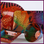 hand painted glass - Mardi Gras
